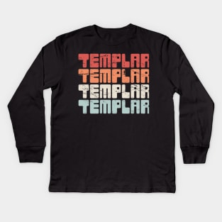 TEMPLAR | Vintage Crusader Text Kids Long Sleeve T-Shirt